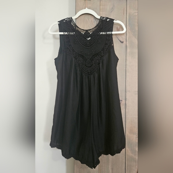 JEN'S PIRATE BOOTY for Free People Black Crochet Lace Romper Playsuit.Size Small - Picture 5 of 16